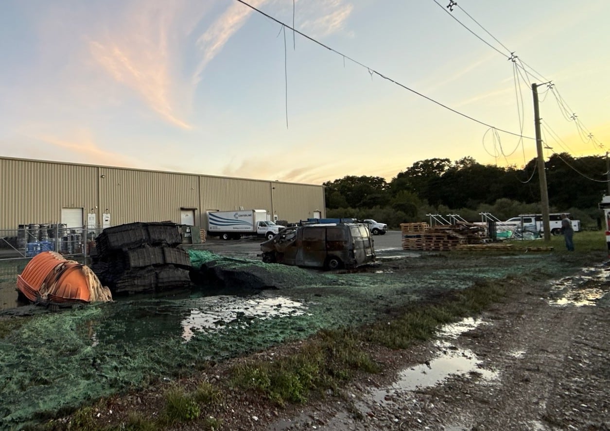 The Raynham Fire Department's Engine 3 and Engine 4 responded to the scene, with firefighters using deluge guns to extinguish the blaze.