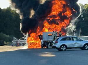 The Raynham Fire Department responded to a fire that erupted in a van outside of an industrial building at 95 Ryan Drive on Sunday, Aug. 31.